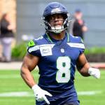 Seahawks running back Jadarian Price participates in rookie minicamp on May 1 at the Virginia Mason Athletic Center in Renton on Friday. (Photo courtesy of Edwin Hooper / Seattle Seahawks)