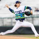 Bryce Miller #37 of the Everett AquaSox pitches during the game against the Hillsboro Hops on Wednesday, May 6, 2026 in Everett, Washington. (Olivia Vanni / The Herald)