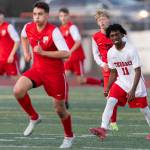 Mountlake Terraces Ash Jeffers reacts after his shot hits off the crossbar during the second half of the loser-out 3A district playoff game against Snohomish on Thursday, May 7, 2026 in Snohomish, Washington. (Olivia Vanni / The Herald)