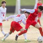 Snohomishs Aurick Arreola-Villasenor controls the ball against Mountlake Terraces Esmatullah Quraishi during the loser-out 3A district playoff game on Thursday, May 7, 2026 in Snohomish, Washington. (Olivia Vanni / The Herald)