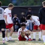 Mountlake Terraces Tien Tieu reacts after losing to Snohomish in the loser-out 3A district playoff game on Thursday, May 7, 2026 in Snohomish, Washington. (Olivia Vanni / The Herald)