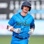Anthony Donofrio of the AquaSox hit his first home run of the season on Sunday, May 10, 2026 at Everett Memorial Stadium in Everett, Washington. (Photo courtesy of Evan Morud / Everett AquaSox)