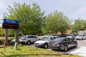 Outside of Bothell High School along 92nd Avenue on Tuesday, May 12, 2026 in Bothell, Washington. (Olivia Vanni / The Herald)