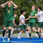Shorecrests Cole Ambrose reacts after missing a shot during the 3A district semifinal game against Edmonds-Woodway on Tuesday, May 12, 2026 in Shoreline, Washington. (Olivia Vanni / The Herald)