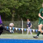 Edmonds-Woodways Isaiah Zabel blocks a shot by Shorecrests Ashton Johnson during the 3A district semifinal game on Tuesday, May 12, 2026 in Shoreline, Washington. (Olivia Vanni / The Herald)