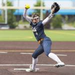 Everetts Anna Luscher pitches during the 3A district championship game against Sedro-Woolley on Thursday, May 14, 2026 in Everett, Washington. (Olivia Vanni / The Herald)