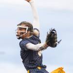 Everetts Mia Hoekendorf pitches during the 3A district championship game against Sedro-Woolley on Thursday, May 14, 2026 in Everett, Washington. (Olivia Vanni / The Herald)