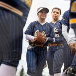 Everetts Kaitlyn Kelley looks on during a huddle between innings during the 3A district championship game against Sedro-Woolley on Thursday, May 14, 2026 in Everett, Washington. (Olivia Vanni / The Herald)