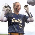 Everetts Braylon Yarwood reacts after the final out after losing the 3A district championship game against Sedro-Woolley on Thursday, May 14, 2026 in Everett, Washington. (Olivia Vanni / The Herald)