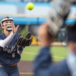 Everetts Anna Luscher fields the ball during the 3A district championship game against Sedro-Woolley on Thursday, May 14, 2026 in Everett, Washington. (Olivia Vanni / The Herald)
