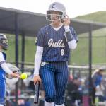 Everetts Anna Luscher reacts to a strike call during the 3A district championship game against Sedro-Woolley on Thursday, May 14, 2026 in Everett, Washington. (Olivia Vanni / The Herald)