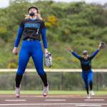Shorewoods Ellie Van Horn reacts after getting the final out to beat Snohomish in the 3A district loser-out game on Thursday, May 14, 2026 in Everett, Washington. (Olivia Vanni / The Herald)