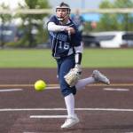 Meadowdales Payton Aldridge pitches during the 3A district loser-out game against Stanwood on Thursday, May 14, 2026 in Everett, Washington. (Olivia Vanni / The Herald)